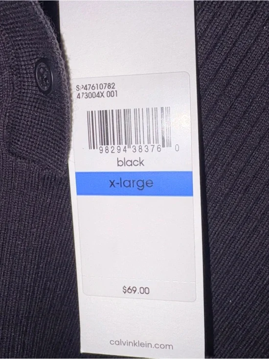 Calvin Klein Jeans - Black Ribbed Short Sleeve Polo NWT - Picture 6 of 9